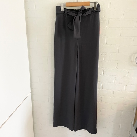 Aritzia Babaton Quillian Pants Charcoal Gray Tie Waist Wide Leg Size 4 - Picture 5 of 16
